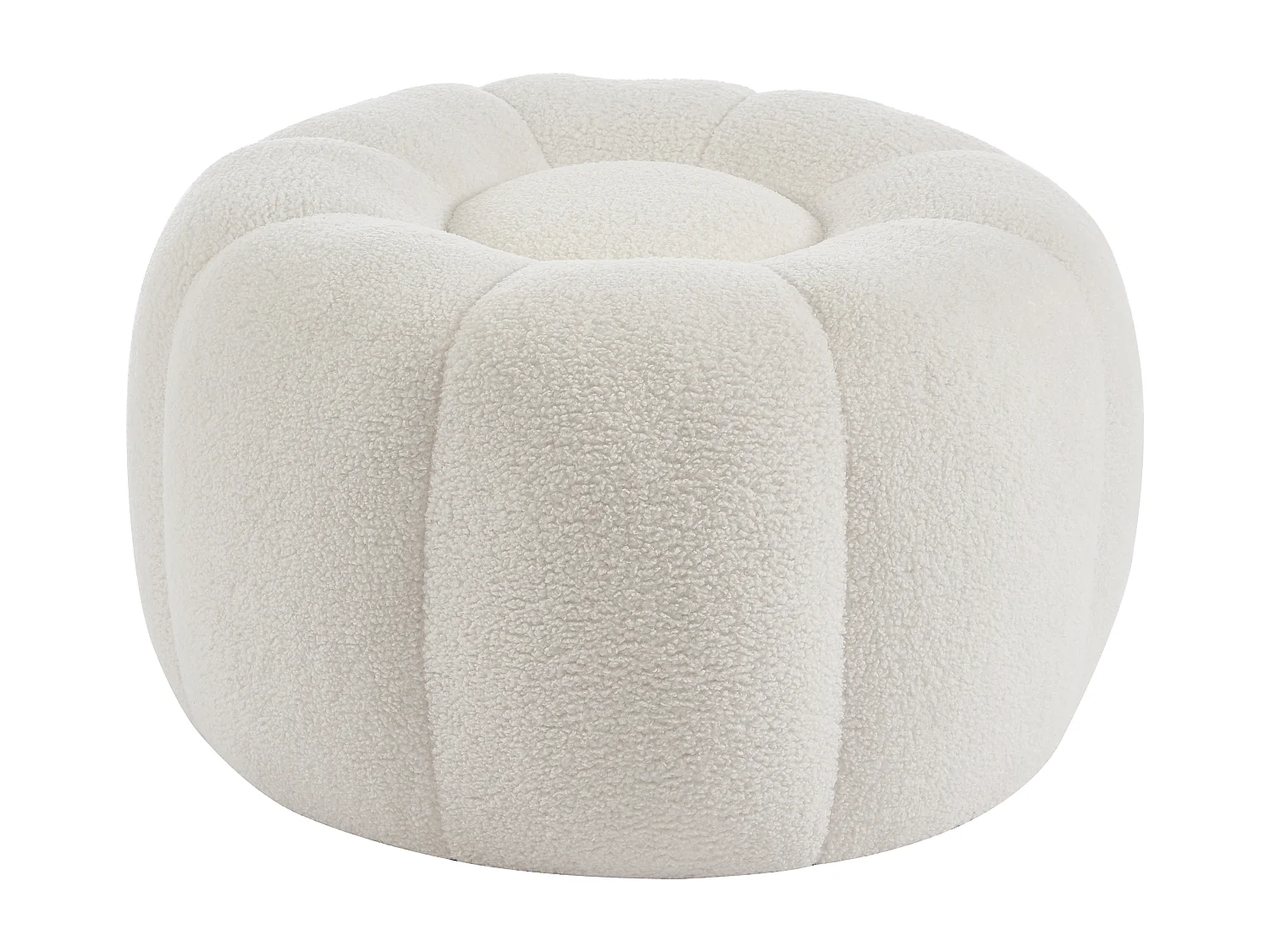 Pouf design fleur en tissu bouclette blanc DELPODA