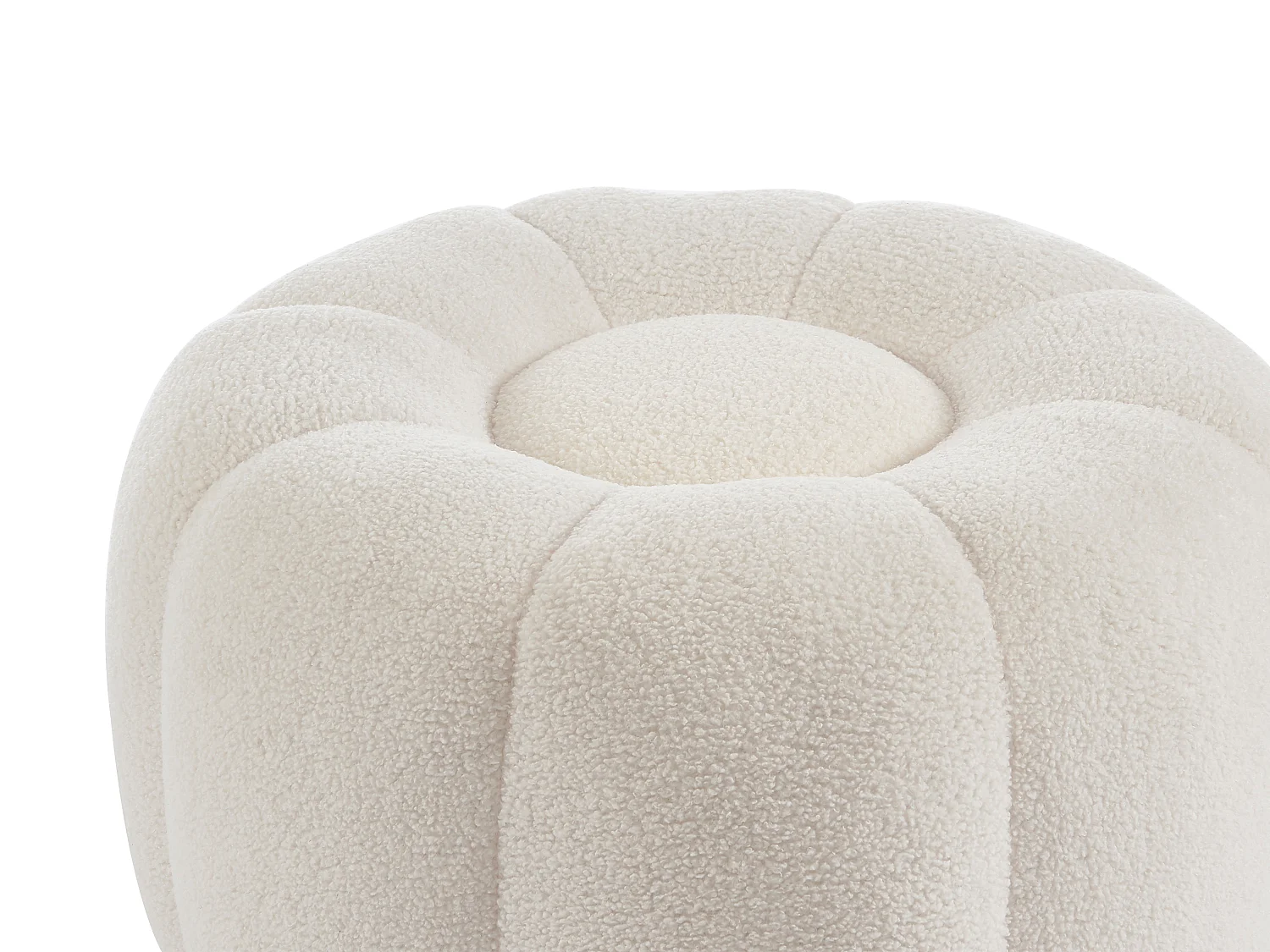 Pouf design fleur en tissu bouclette blanc DELPODA