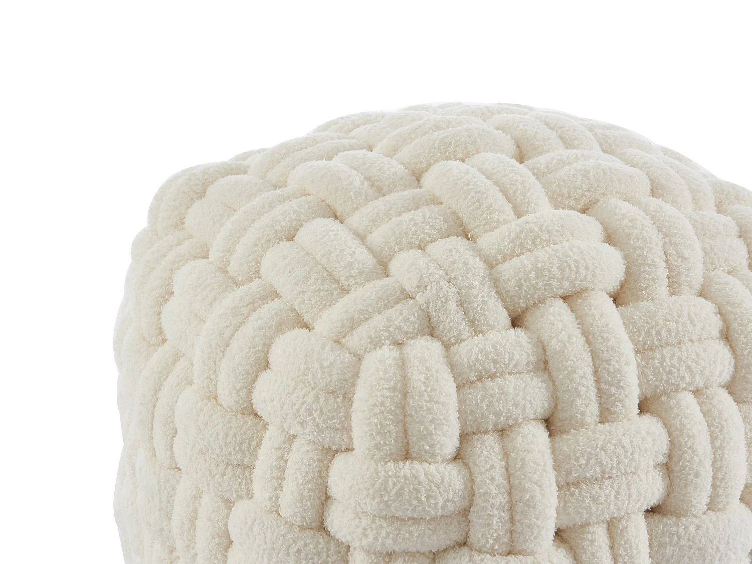 Pouf design noeud en tissu bouclette blanc NOBAO