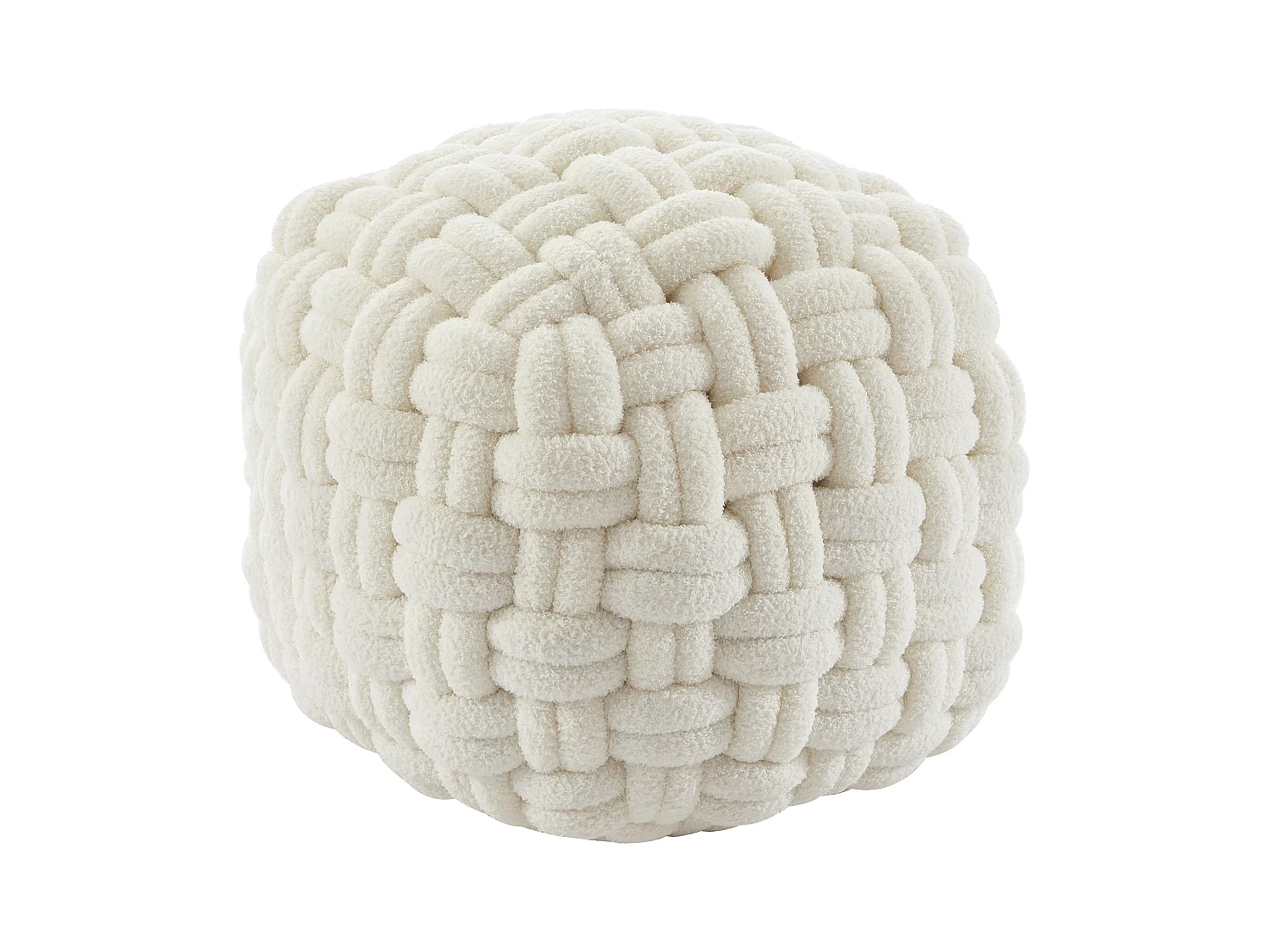Hocker - Knoten-Design - Bouclé-Stoff - Weiß - NOBAO