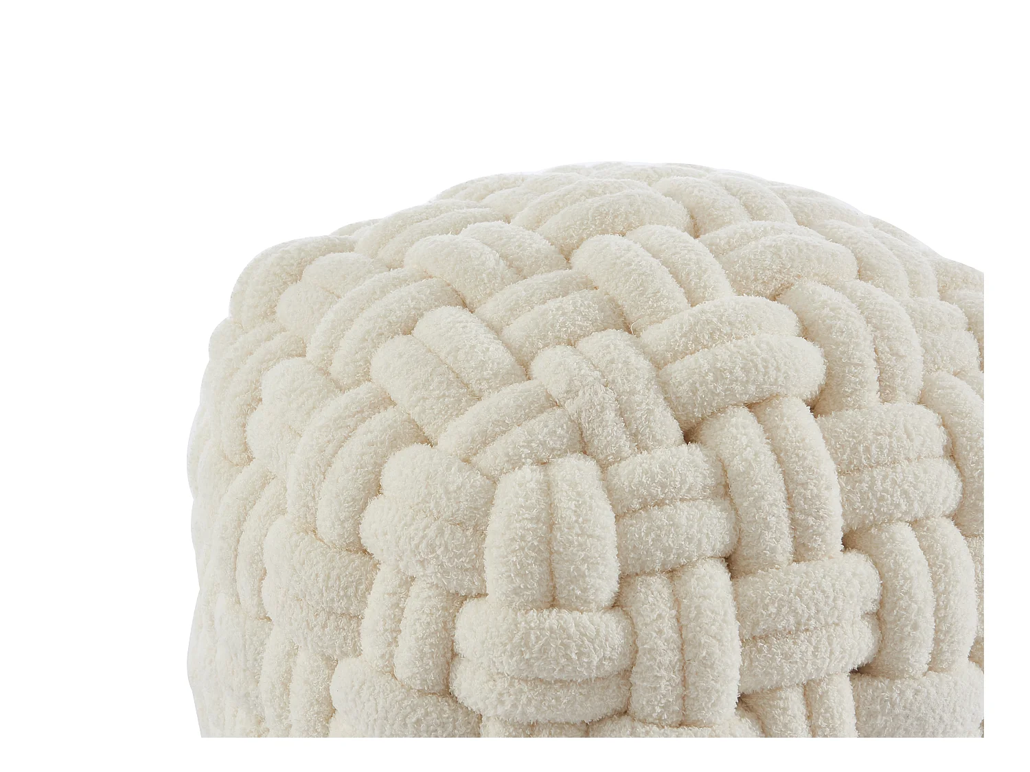 Hocker - Knoten-Design - Bouclé-Stoff - Weiß - NOBAO