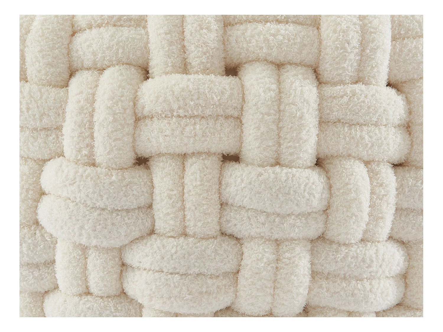 Hocker - Knoten-Design - Bouclé-Stoff - Weiß - NOBAO