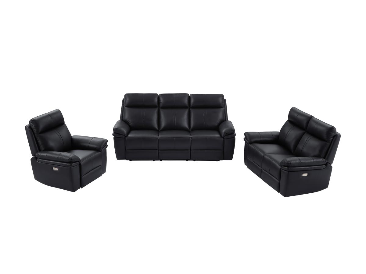 Relaxsofa 3-Sitzer, 2-Sitzer & Relaxsessel elektrisch - Leder - Schwarz - M günstig online kaufen