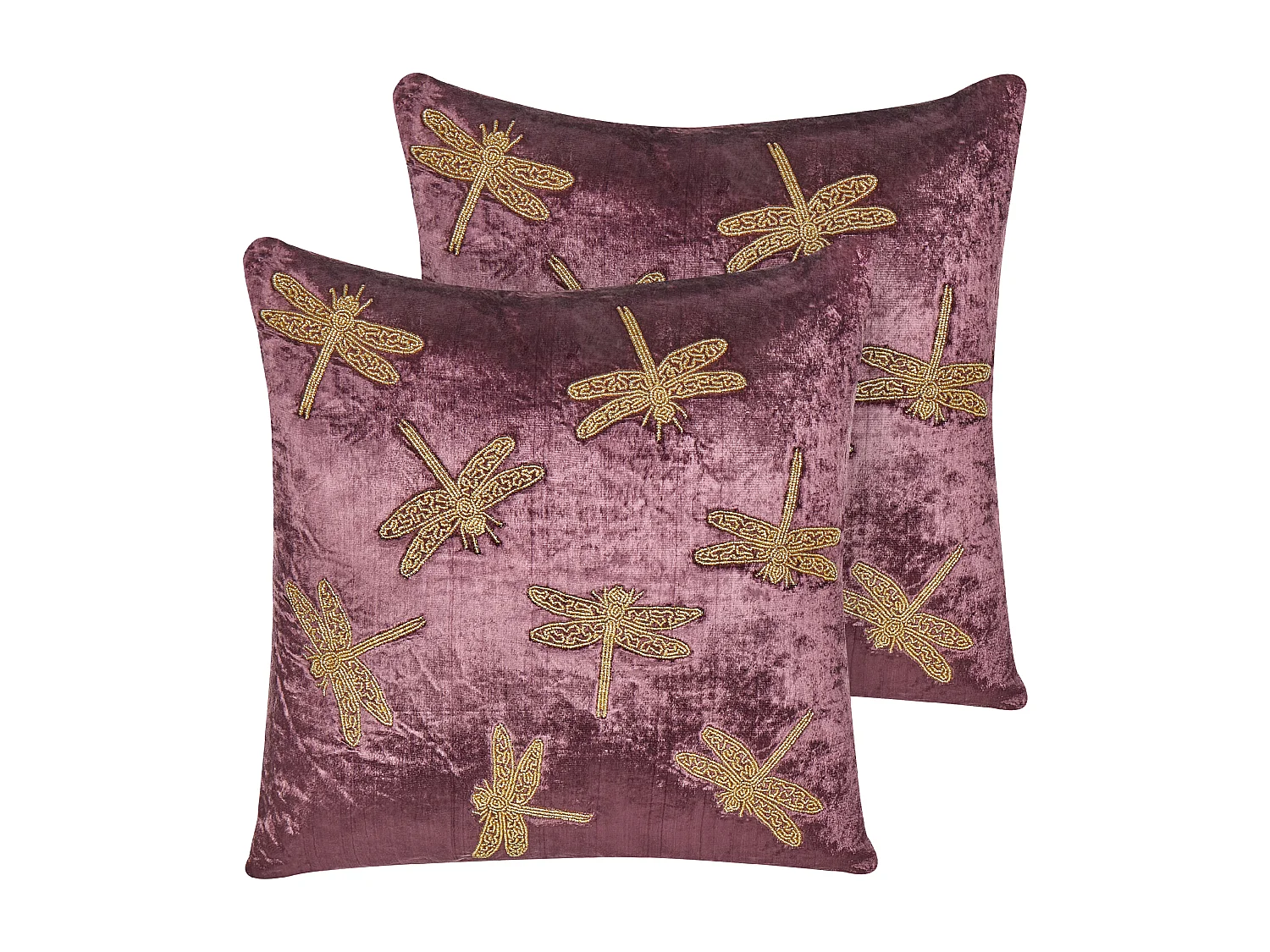 Set van 2 kussens DAYLILY Fluweel 45 x 45 cm Paars Dierenprint