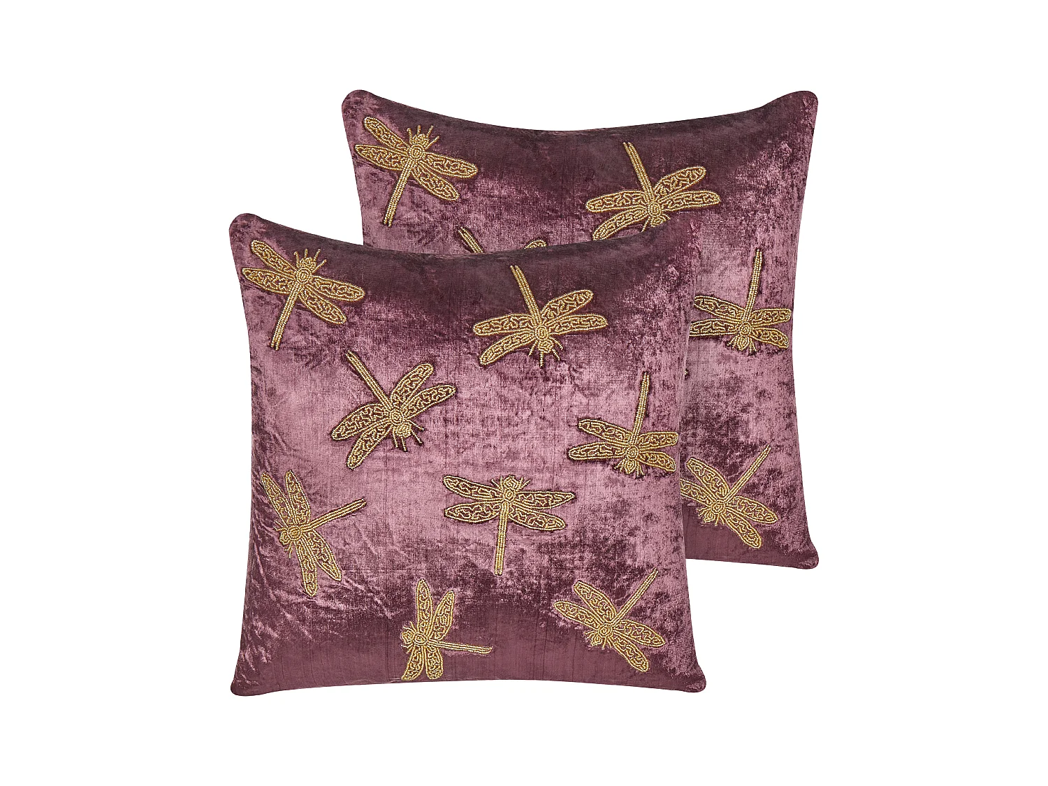 Lot de 2 coussins DAYLILY Velours 45 x 45 cm Violet Motif animal