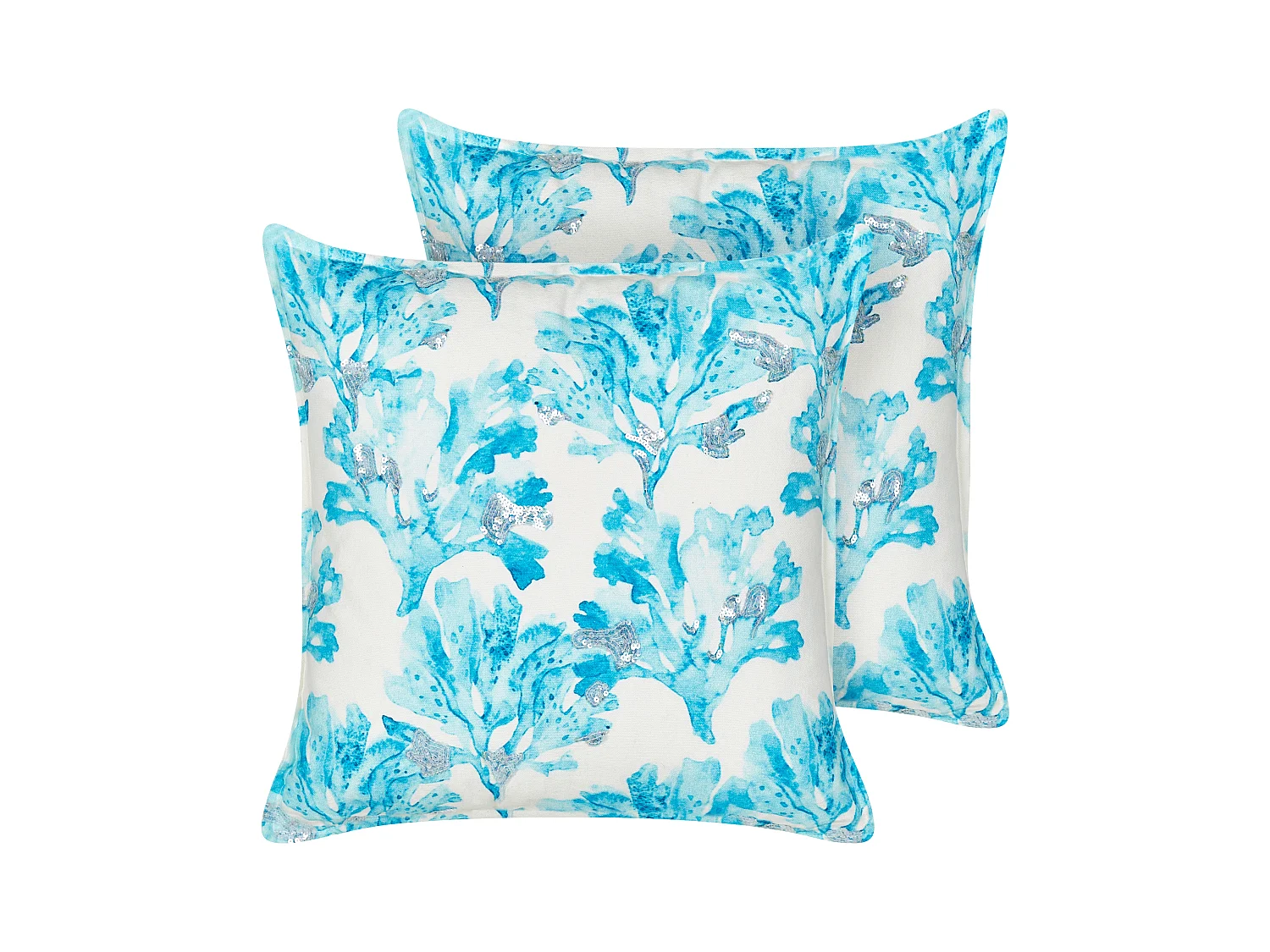 Lot de 2 coussins décoratifs ROCKWEED Coton 45 x 45 cm Bleu Motif floral