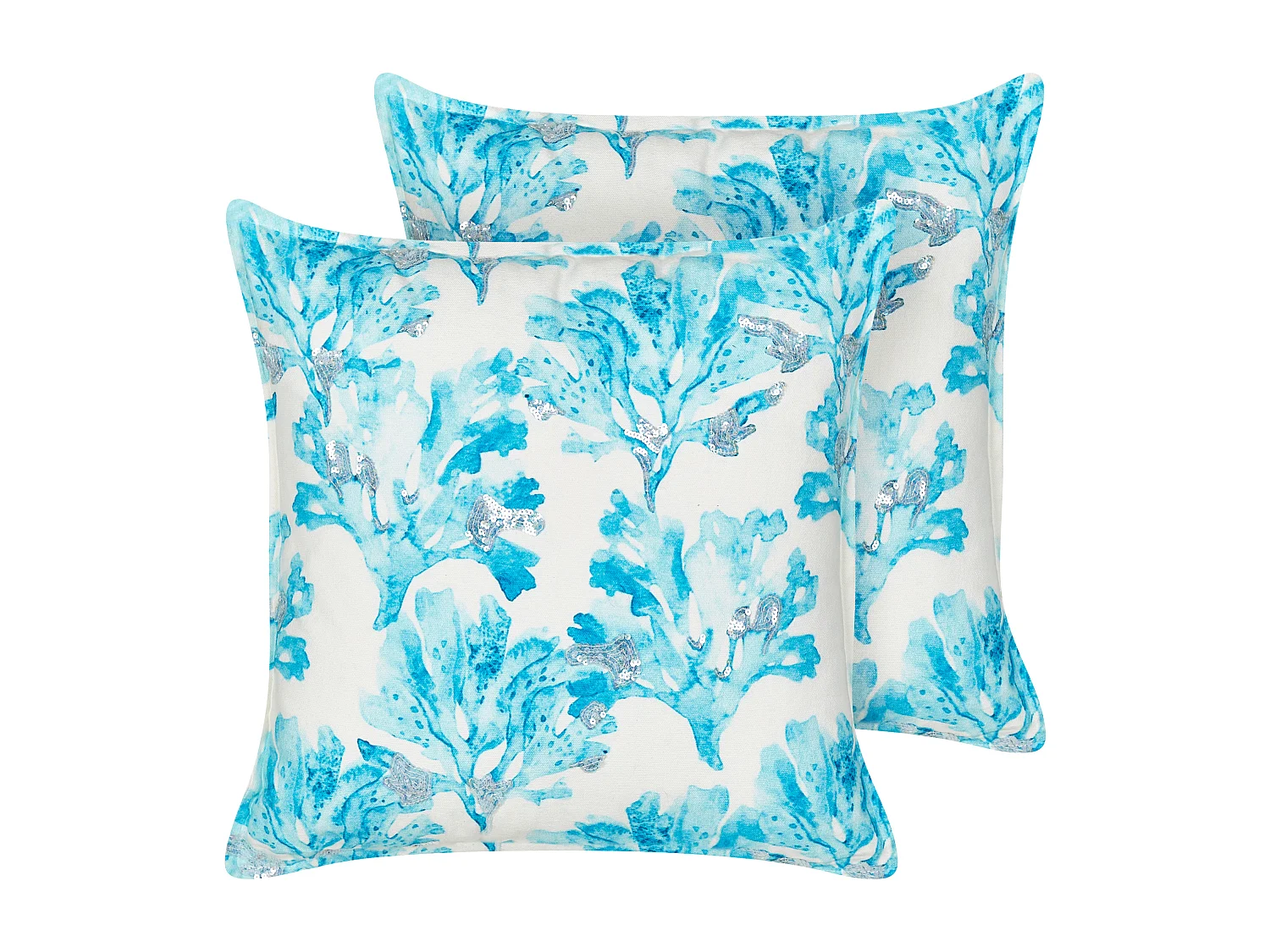 Conjunto de 2 almofadas decorativas ROCKWEED Algodão 45 x 45 cm Azul Padrão floral