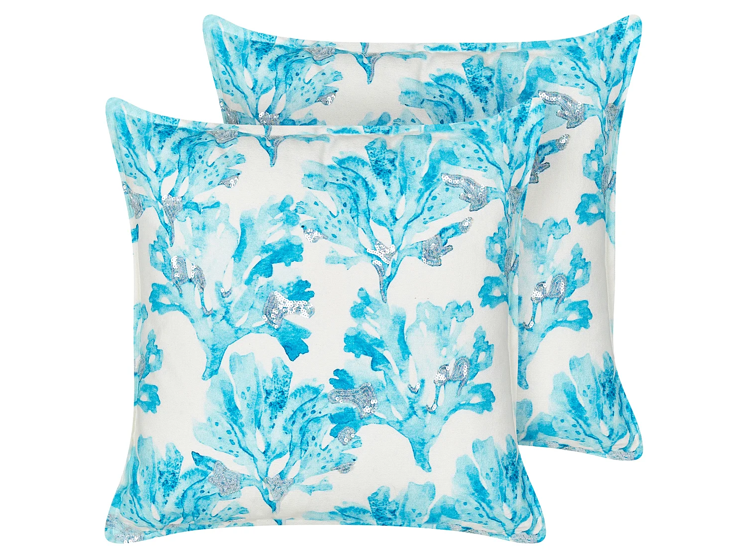 Set di 2 cuscini ROCKWEED Cotone 45 x 45 cm Blu Trama floreale