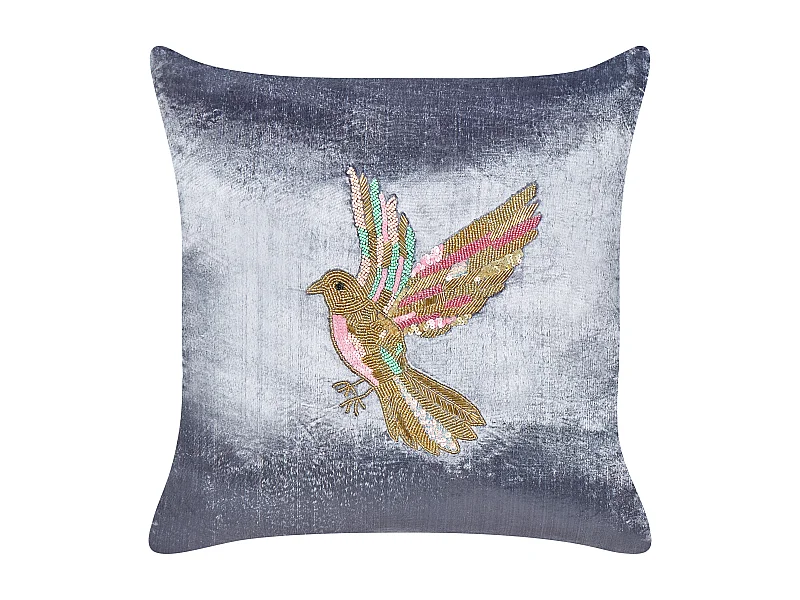 Coussin RUELLIA Velours 45 x 45 cm Gris Motif animal