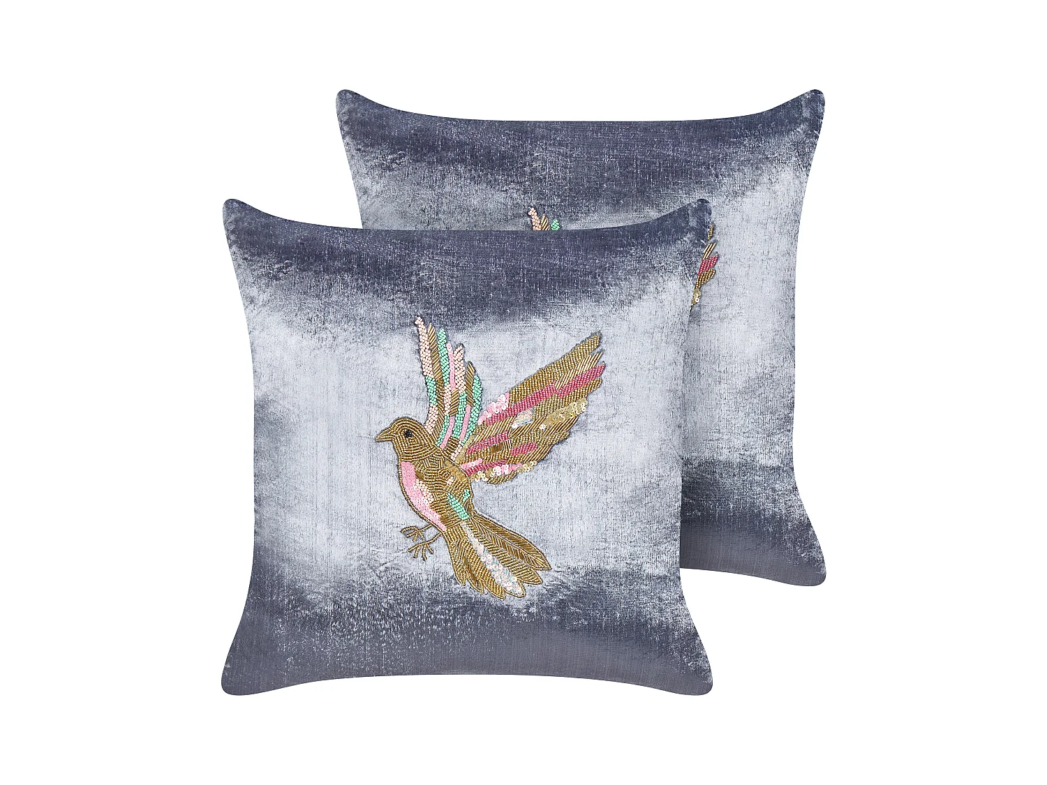Lot de 2 coussins décoratifs RUELLIA Velours 45 x 45 cm Gris Motif animal