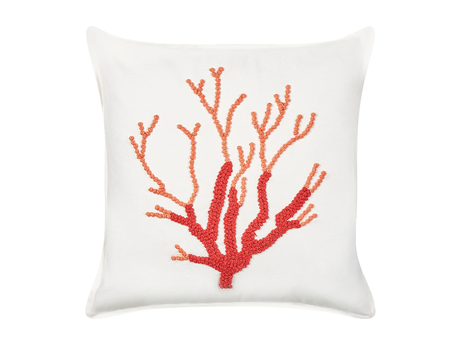 Sierkussen CORALIUM Katoen 45 x 45 cm Wit Bladpatroon