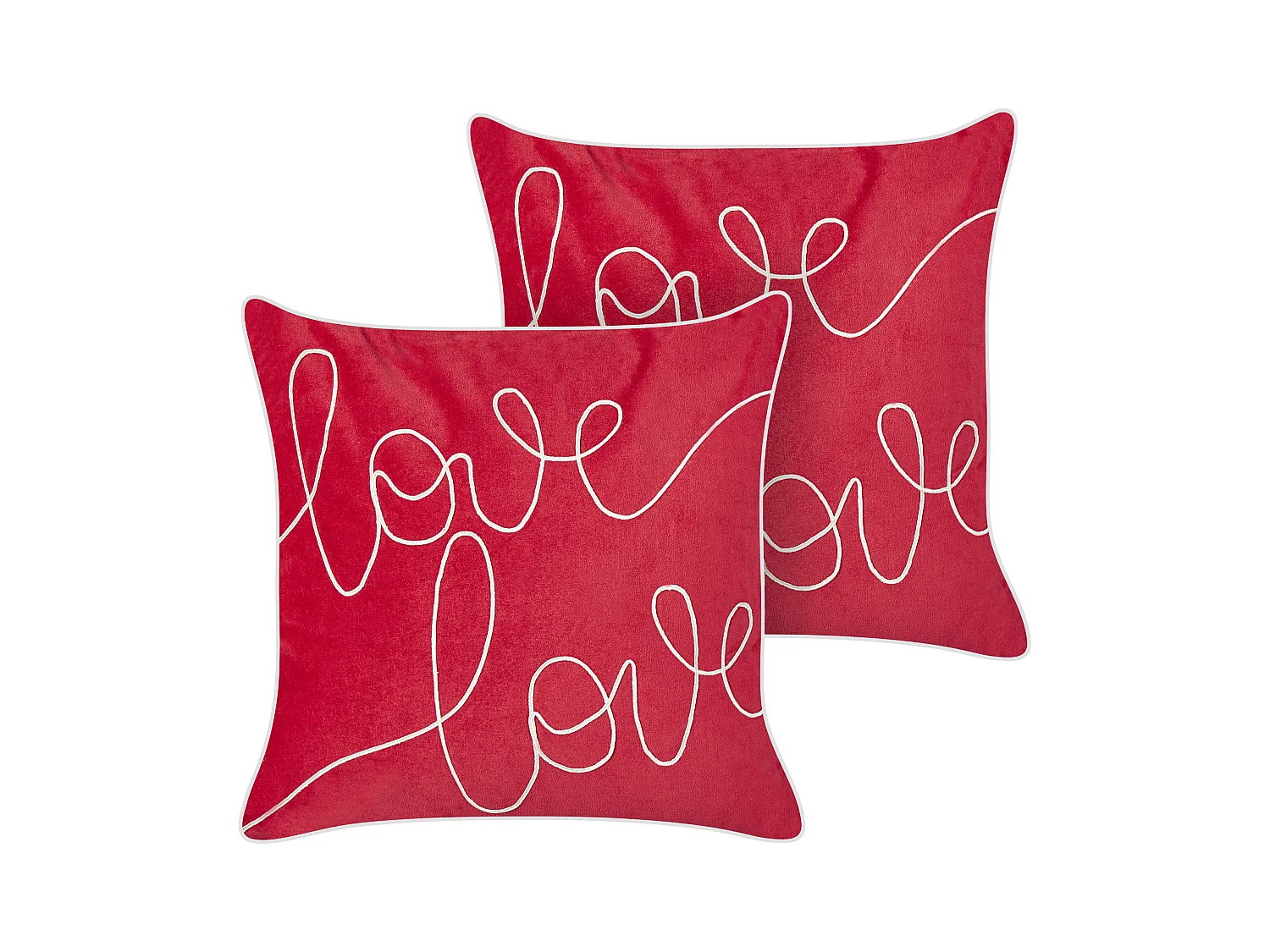 Lot de 2 coussins décoratifs SIDERASIS Velours 45 x 45 cm Rouge Texte