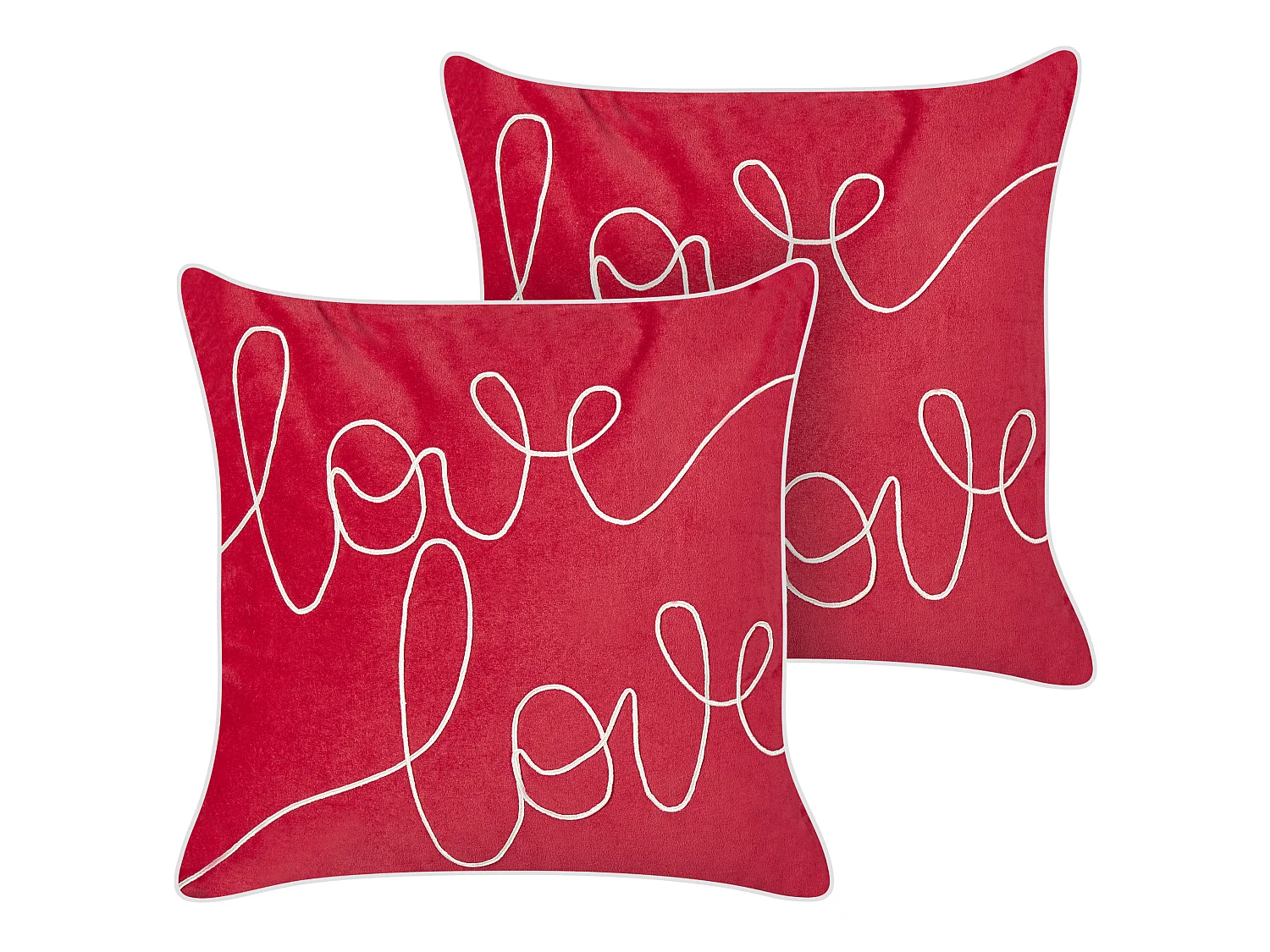 Lot de 2 coussins décoratifs SIDERASIS Velours 45 x 45 cm Rouge Texte