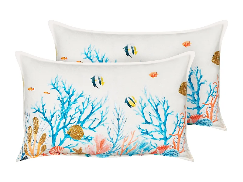 Set di 2 cuscini EELGRASS Cotone 30 x 50 cm Multicolore Trama animale