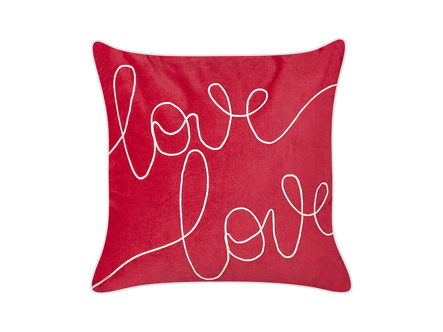 Dekokissen Samtstoff rot / weiß 45 x 45 cm Love Schriftzug Modern Siderasis