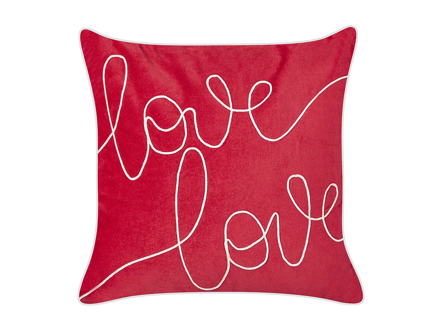 Dekokissen Samtstoff rot / weiß 45 x 45 cm Love Schriftzug Modern Siderasis