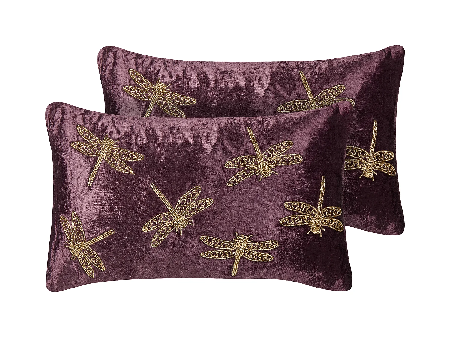Set van 2 decoratieve kussens DAYLILY Fluweel 30 x 50 cm Paars Dierenprint
