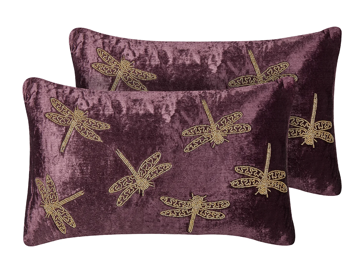 Set van 2 decoratieve kussens DAYLILY Fluweel 30 x 50 cm Paars Dierenprint