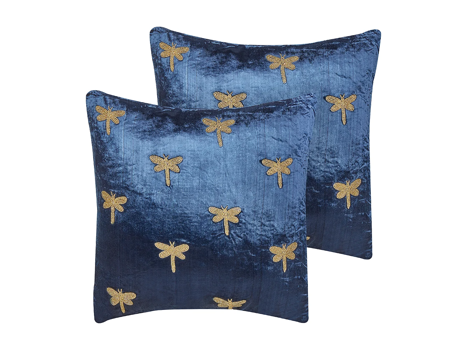 Lot de 2 coussins décoratifs BLUESTEM Velours 45 x 45 cm Bleu marine Motif animal