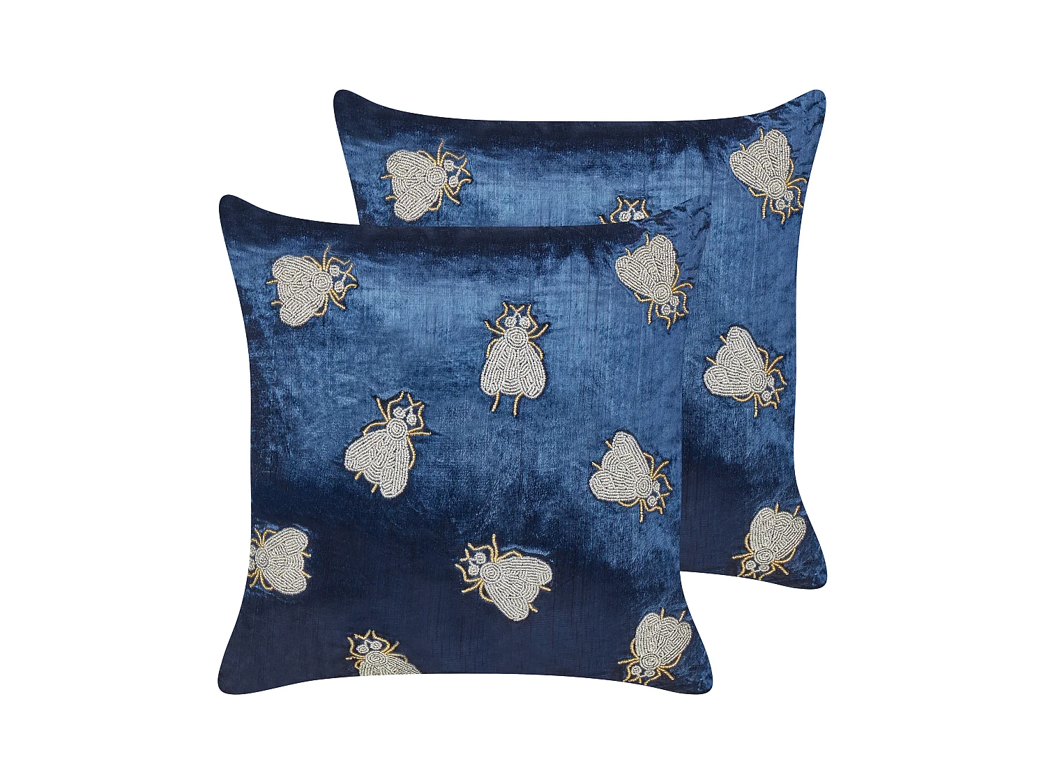 Lot de 2 coussins décoratifs PENTAS Velours 45 x 45 cm Bleu marine Motif animal