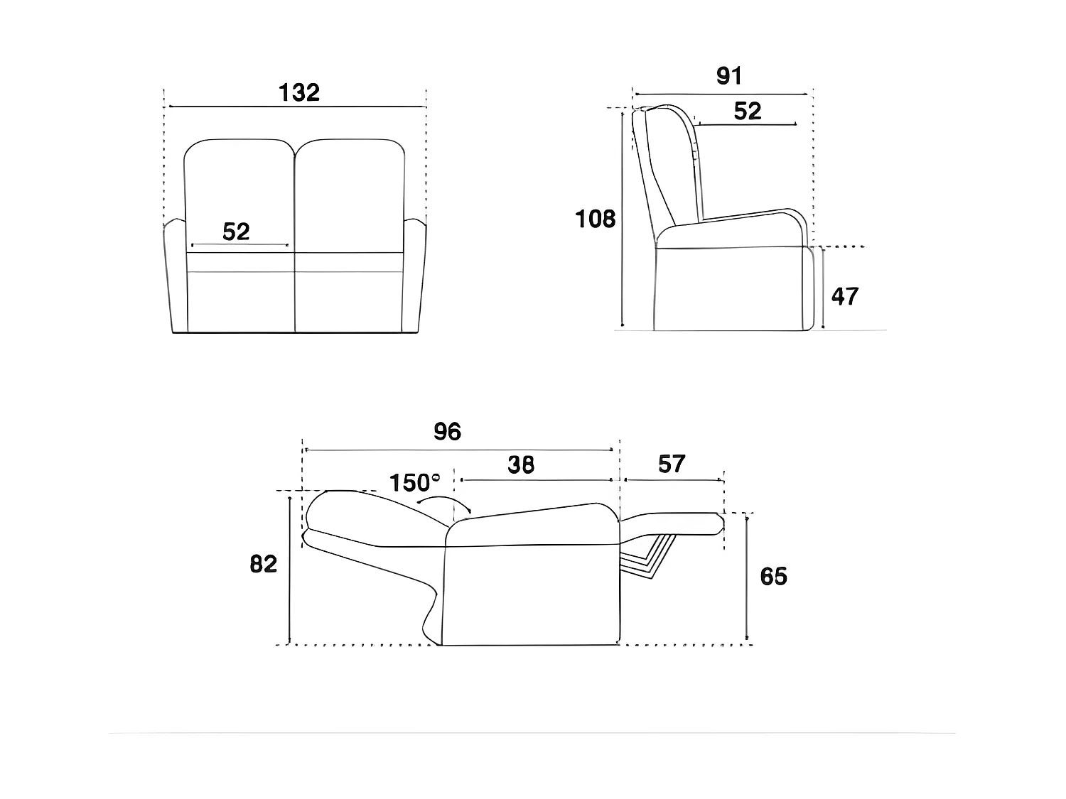 Canapé 2 places Relax électrique Mastic/Brun taupé - PLICY