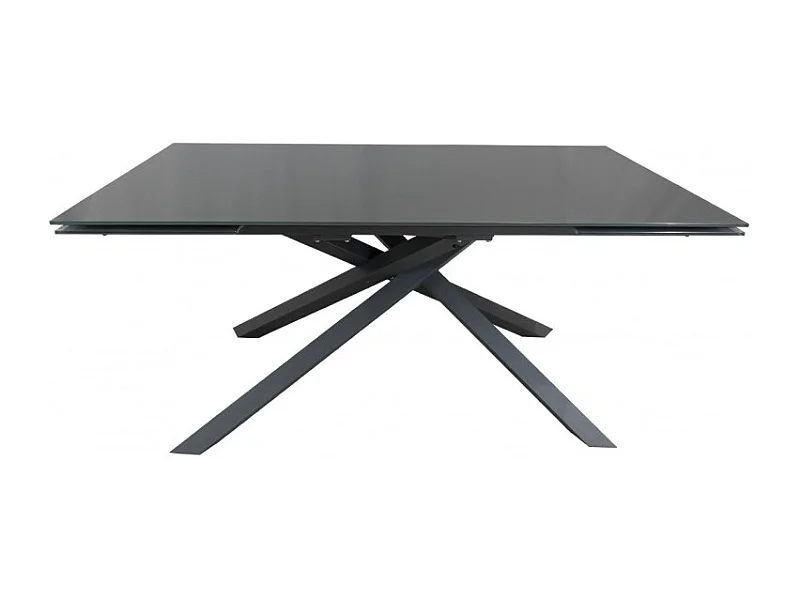 Table extensible 160 à 240 cm plateau en verre gris pieds étoile - ESTRELLA