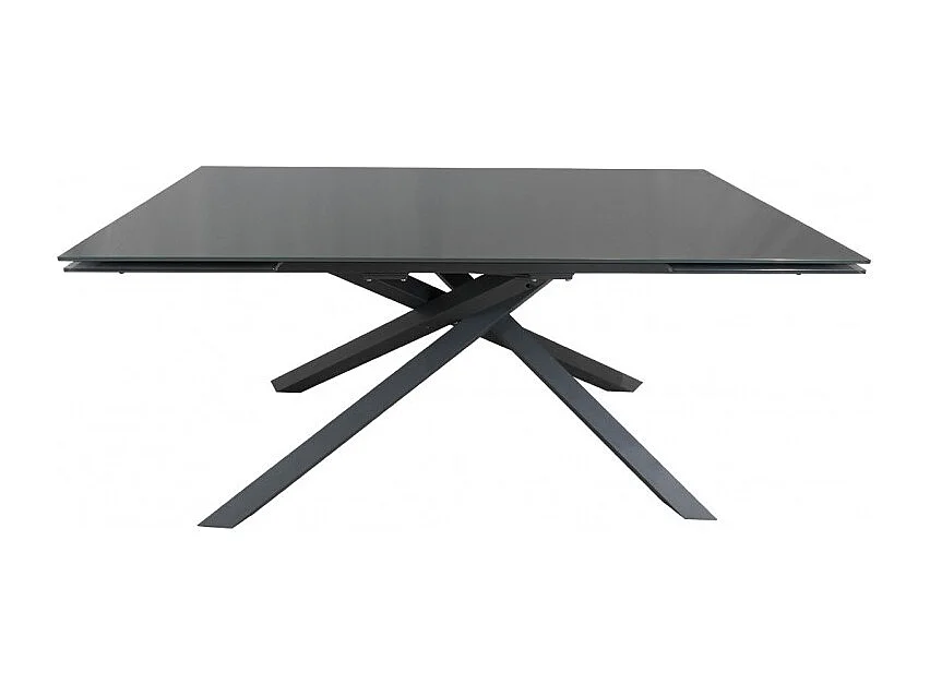 Table extensible 160 à 240 cm plateau en verre gris pieds étoile - ESTRELLA