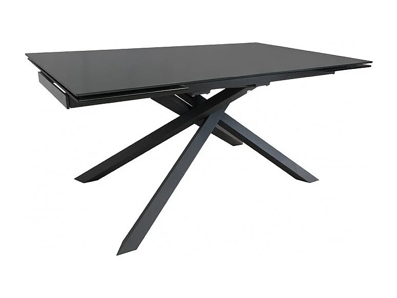 Table extensible 160 à 240 cm plateau en verre gris pieds étoile - ESTRELLA