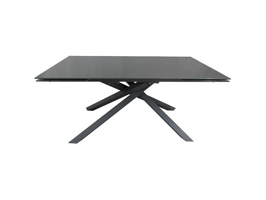 Table extensible 160 à 240 cm plateau en verre gris pieds étoile - ESTRELLA
