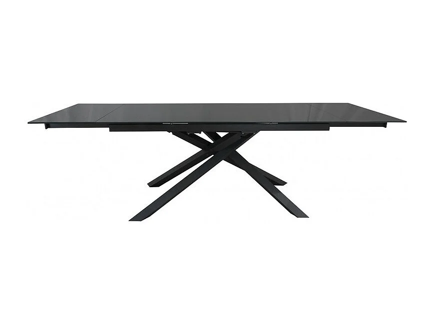 Table extensible 160 à 240 cm plateau en verre gris pieds étoile - ESTRELLA
