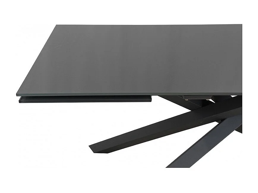 Table extensible 160 à 240 cm plateau en verre gris pieds étoile - ESTRELLA