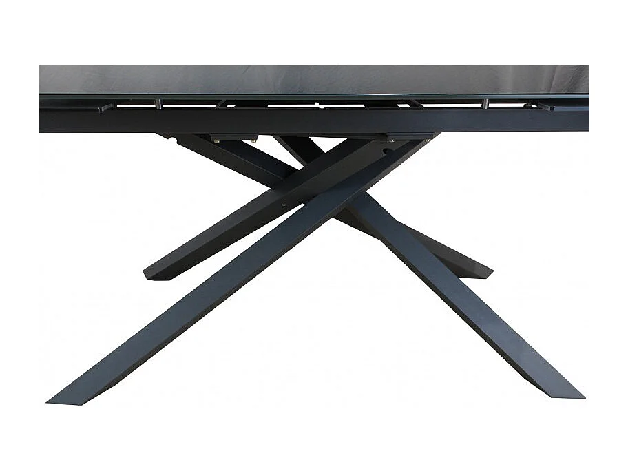 Table extensible 160 à 240 cm plateau en verre gris pieds étoile - ESTRELLA