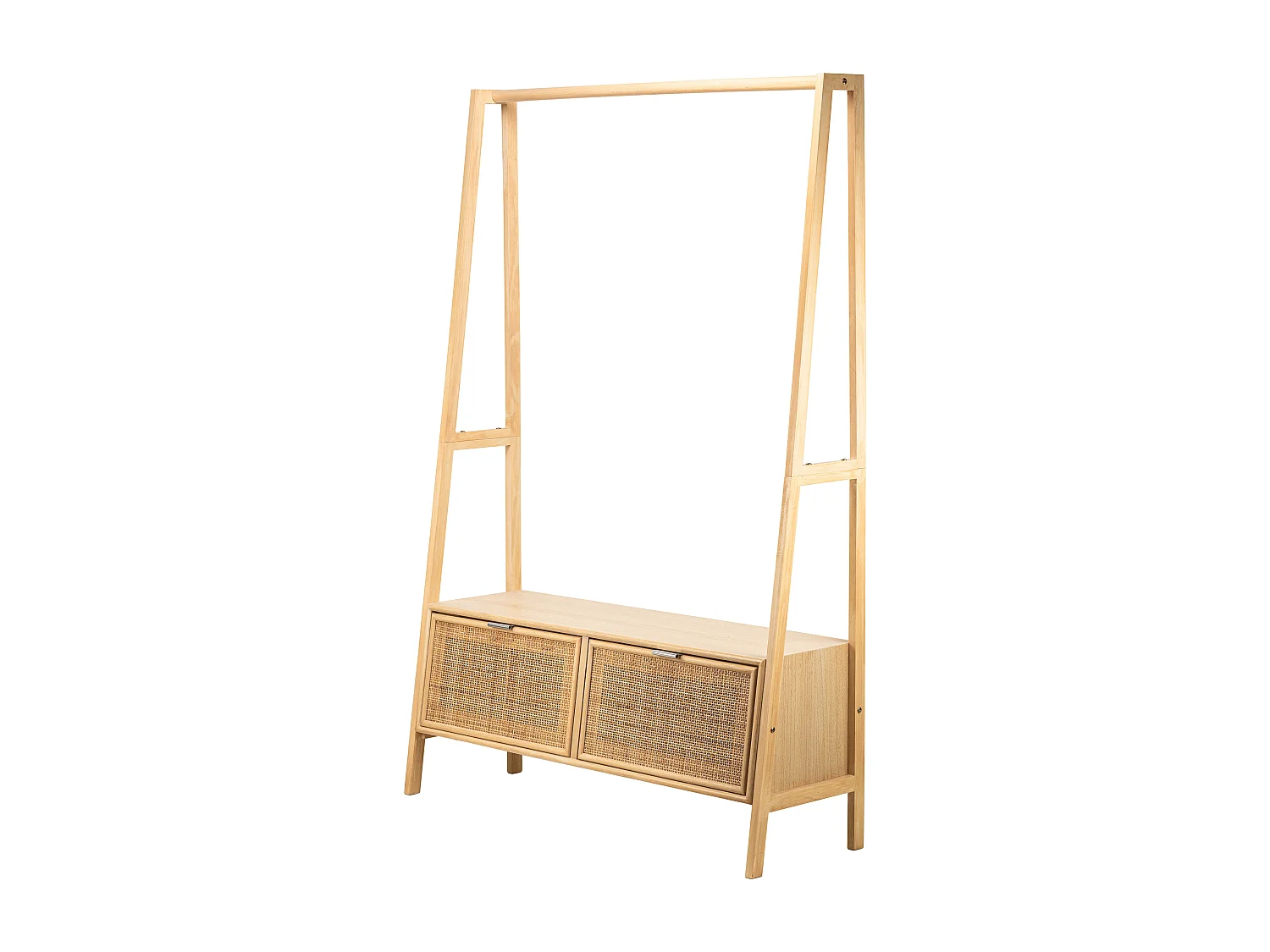 Vestiaire/portant en bois massif et cannage