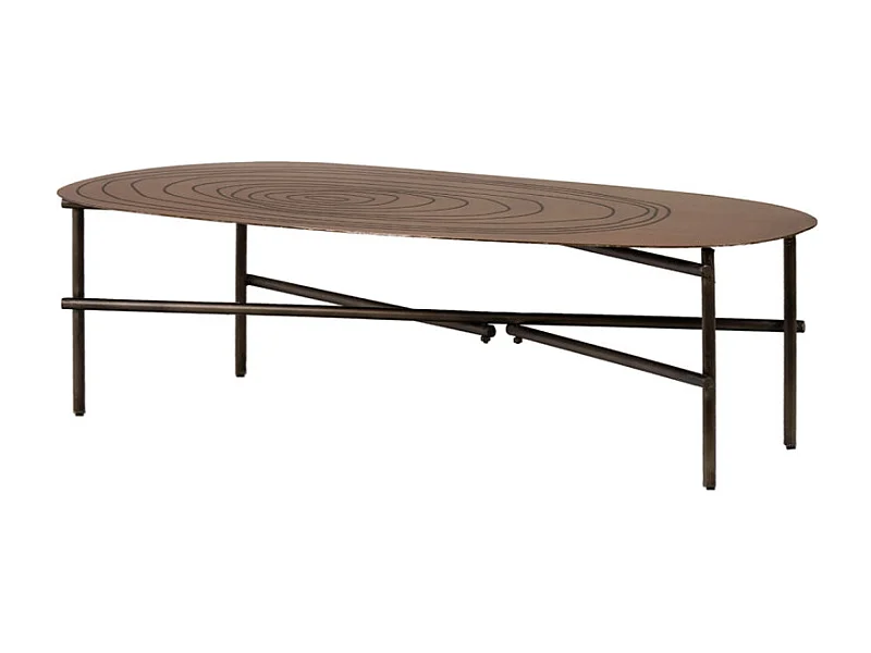 Table basse L. 120 cm plateau métal cuivré et pieds métal noir - FINN