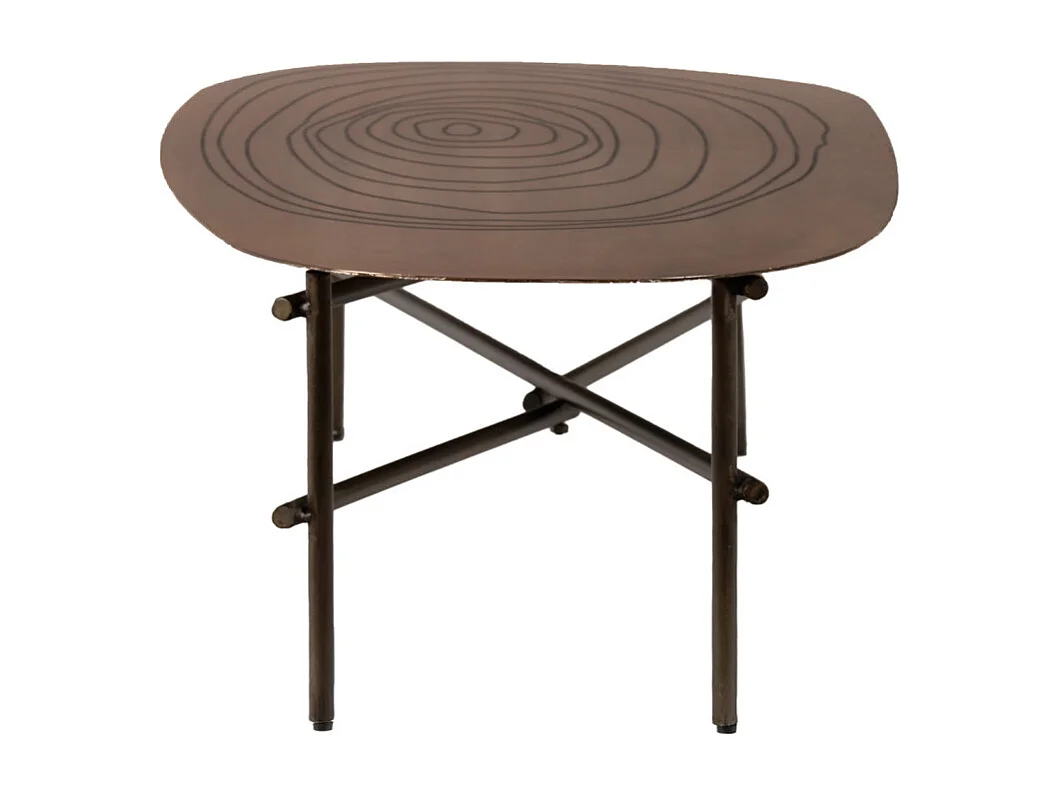 Table basse L. 120 cm plateau métal cuivré et pieds métal noir - FINN