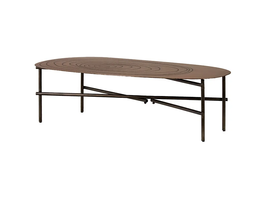 Table basse L. 120 cm plateau métal cuivré et pieds métal noir - FINN