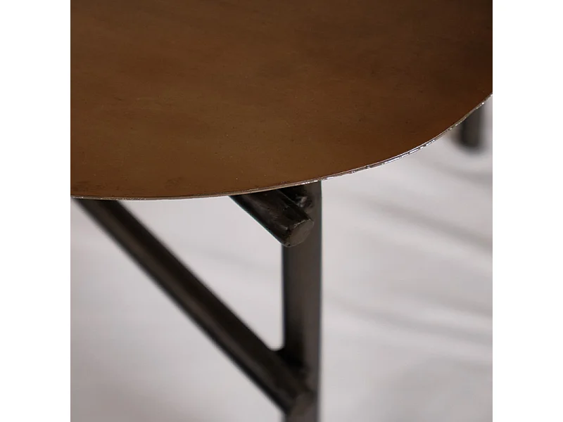 Table basse L. 120 cm plateau métal cuivré et pieds métal noir - FINN