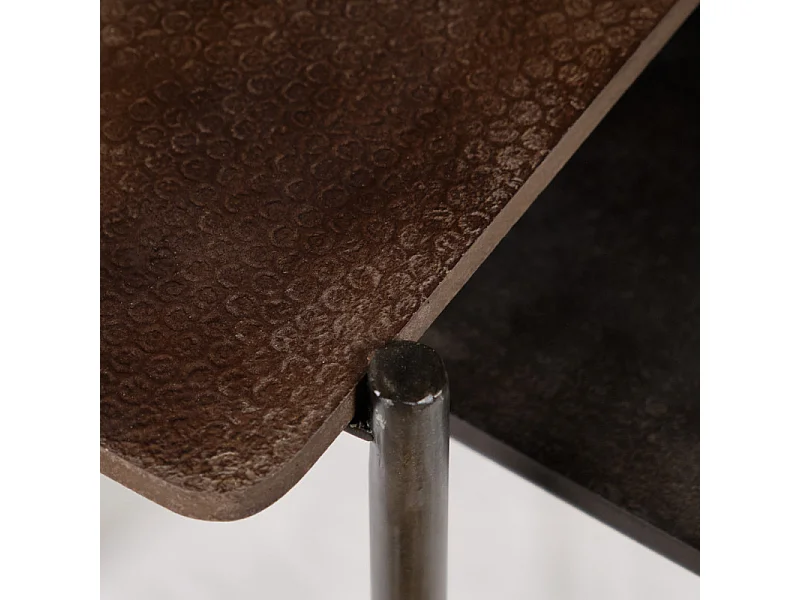 Table basse L. 72 cm plateau effet martelé et pieds en métal - BUTCH