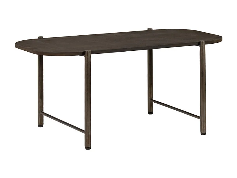 Table basse L. 90 cm plateau effet martelé et pieds métal gris - DIRTY