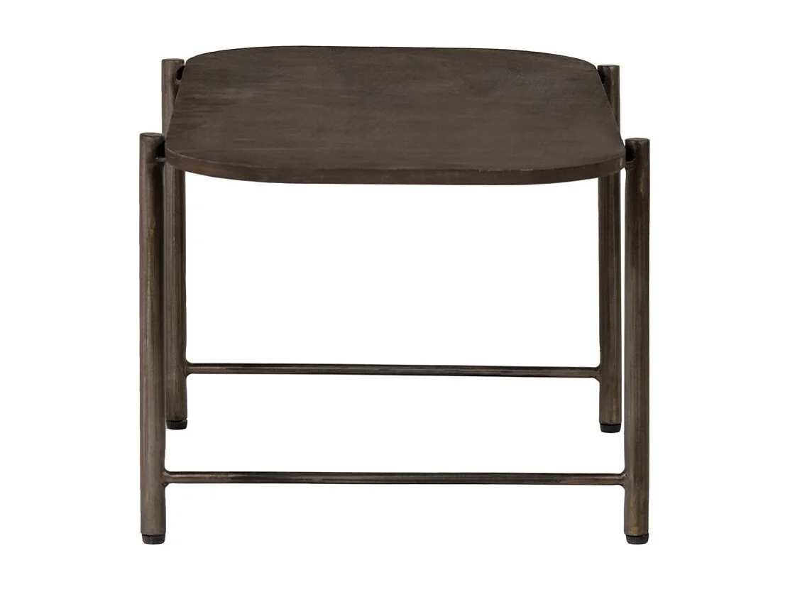 Table basse L. 90 cm plateau effet martelé et pieds métal gris - DIRTY