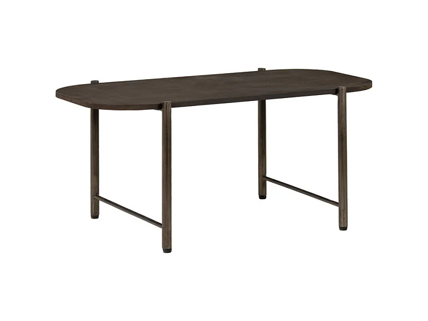 Table basse L. 90 cm plateau effet martelé et pieds métal gris - DIRTY