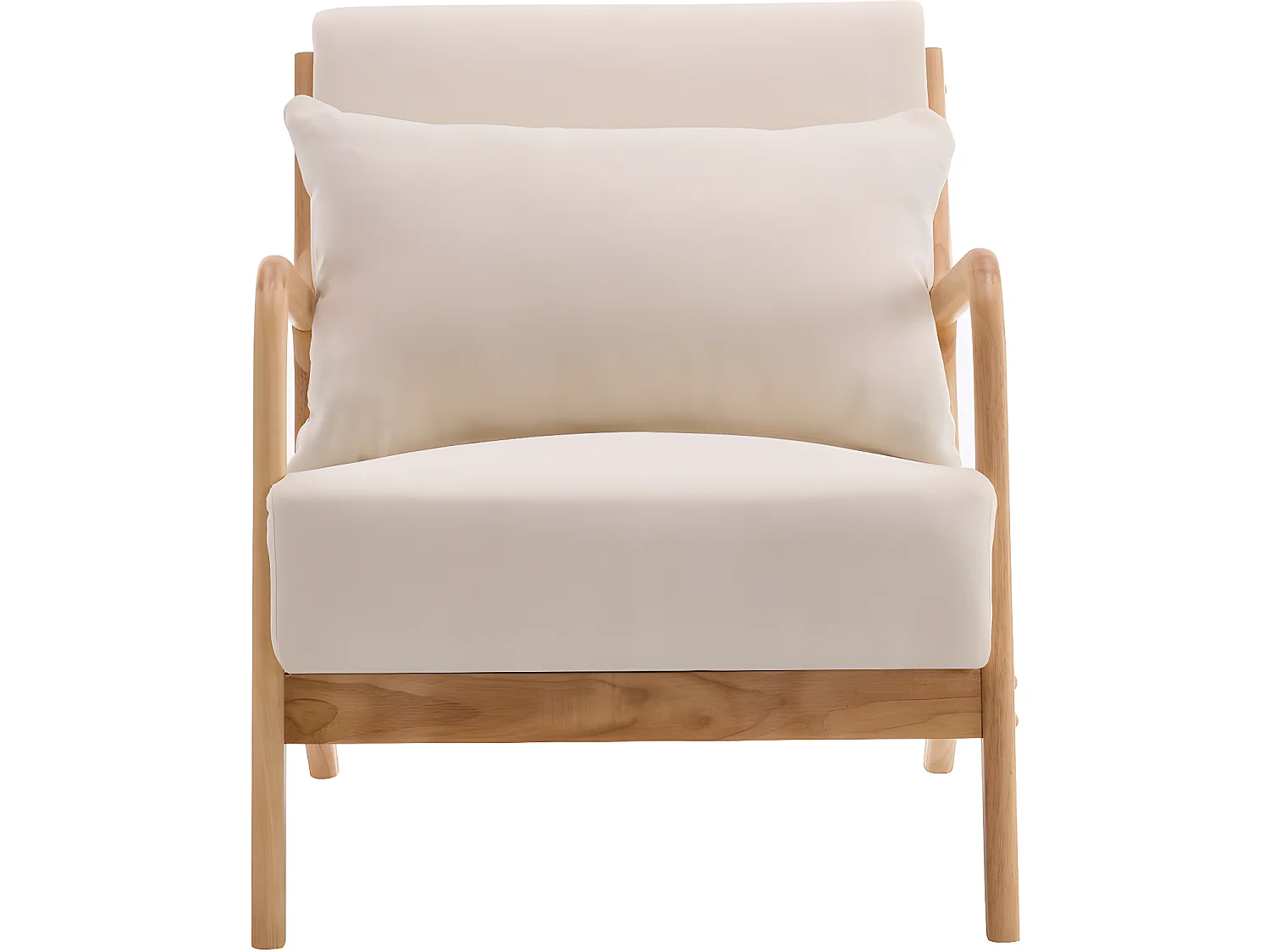 Fauteuil "Clinton" en bois style scandinave - Lin - Beige
