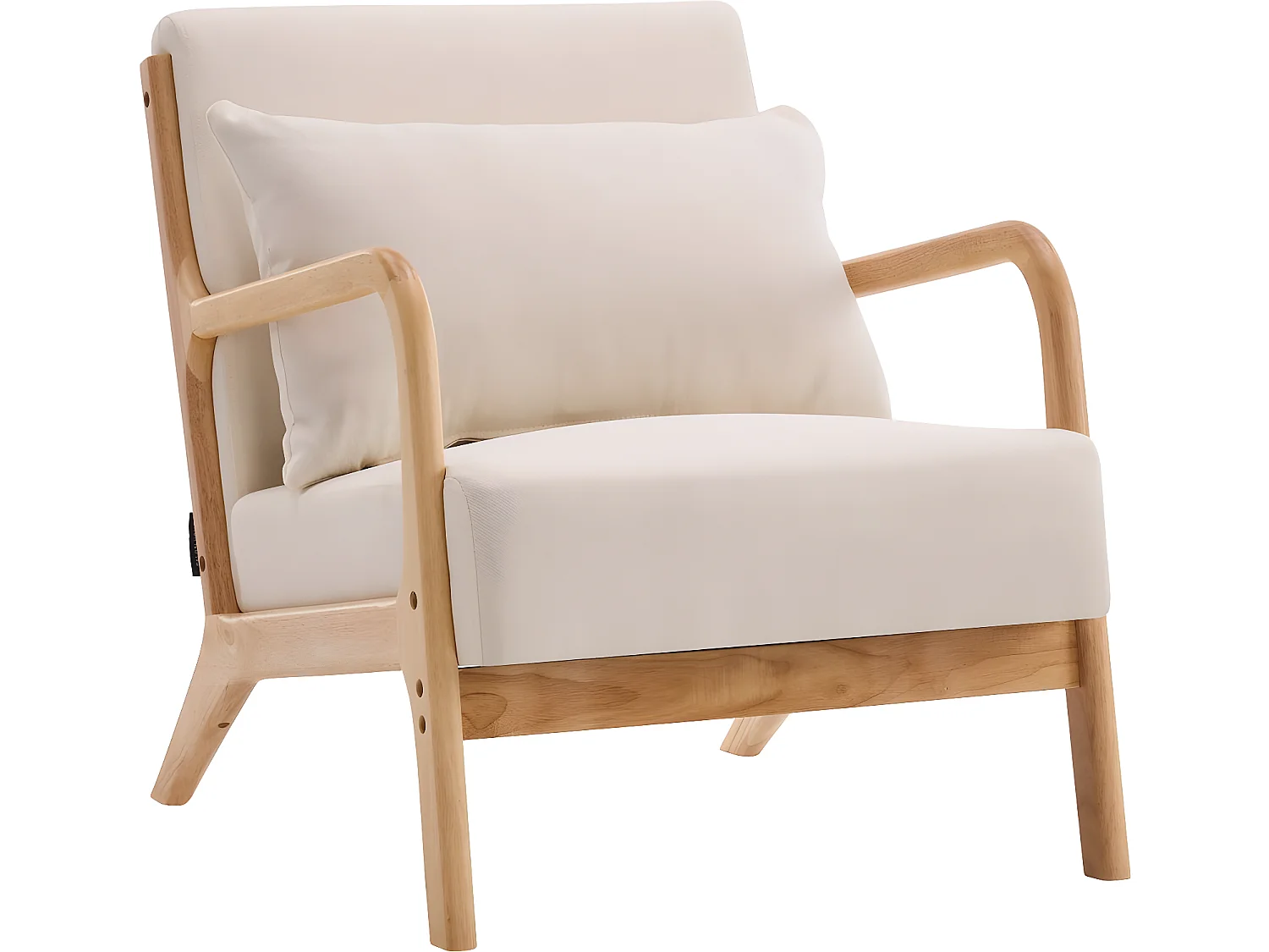 Fauteuil "Clinton" en bois style scandinave - Lin - Beige