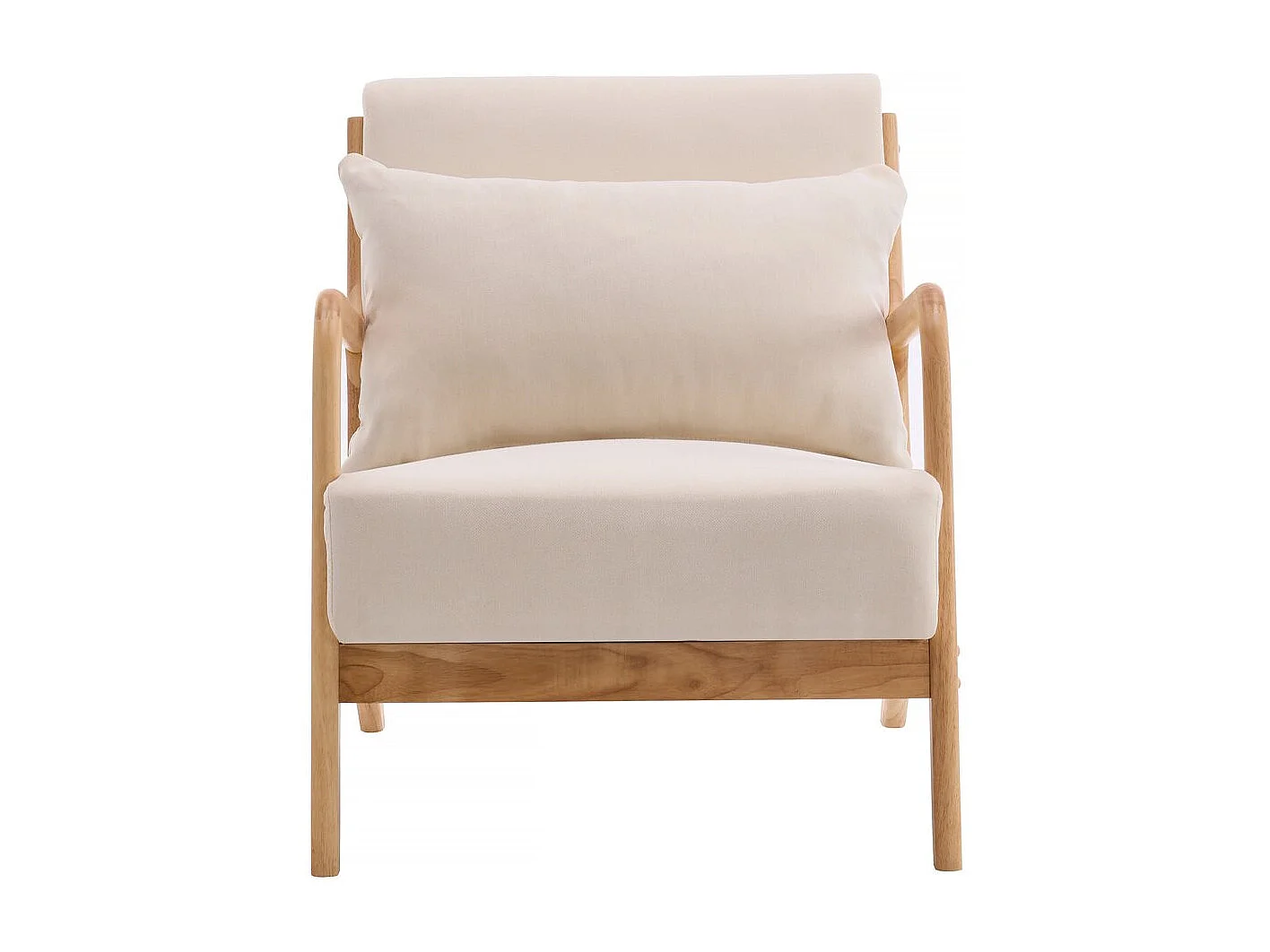 Fauteuil "Clinton" en bois style scandinave - Lin - Beige