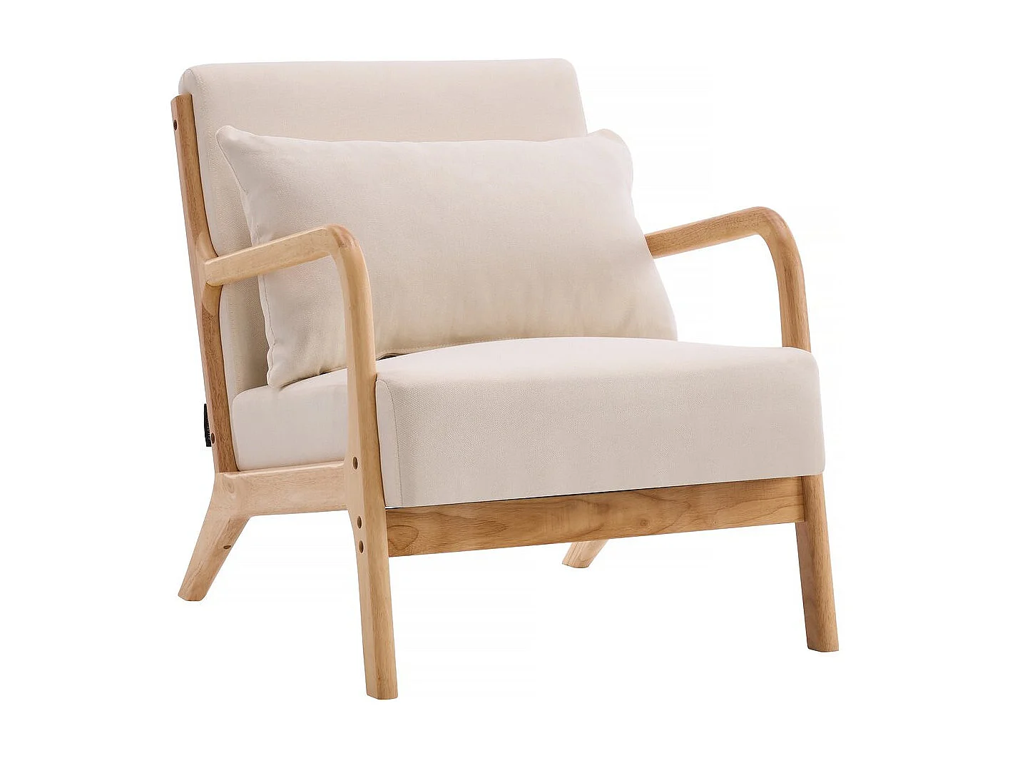 Fauteuil "Clinton" en bois style scandinave - Lin - Beige