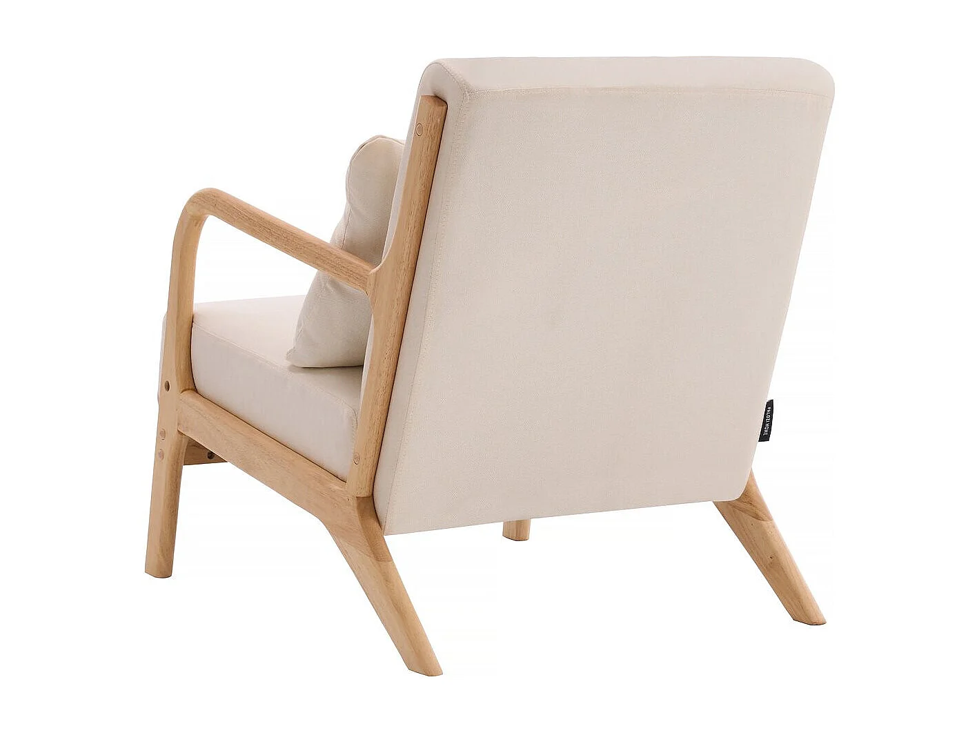 Fauteuil "Clinton" en bois style scandinave - Lin - Beige