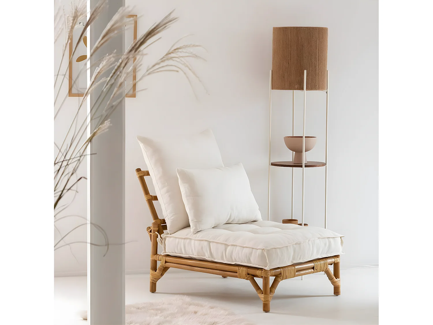 Fauteuil futon en rotin 1 place Elisa