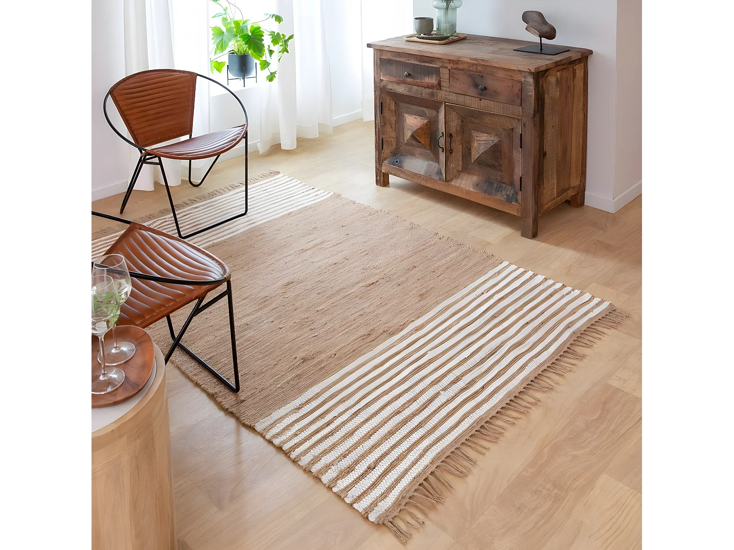 Tapis en jute et coton Lali