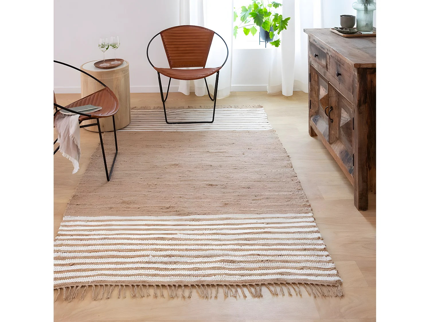 Tapis en jute et coton Lali