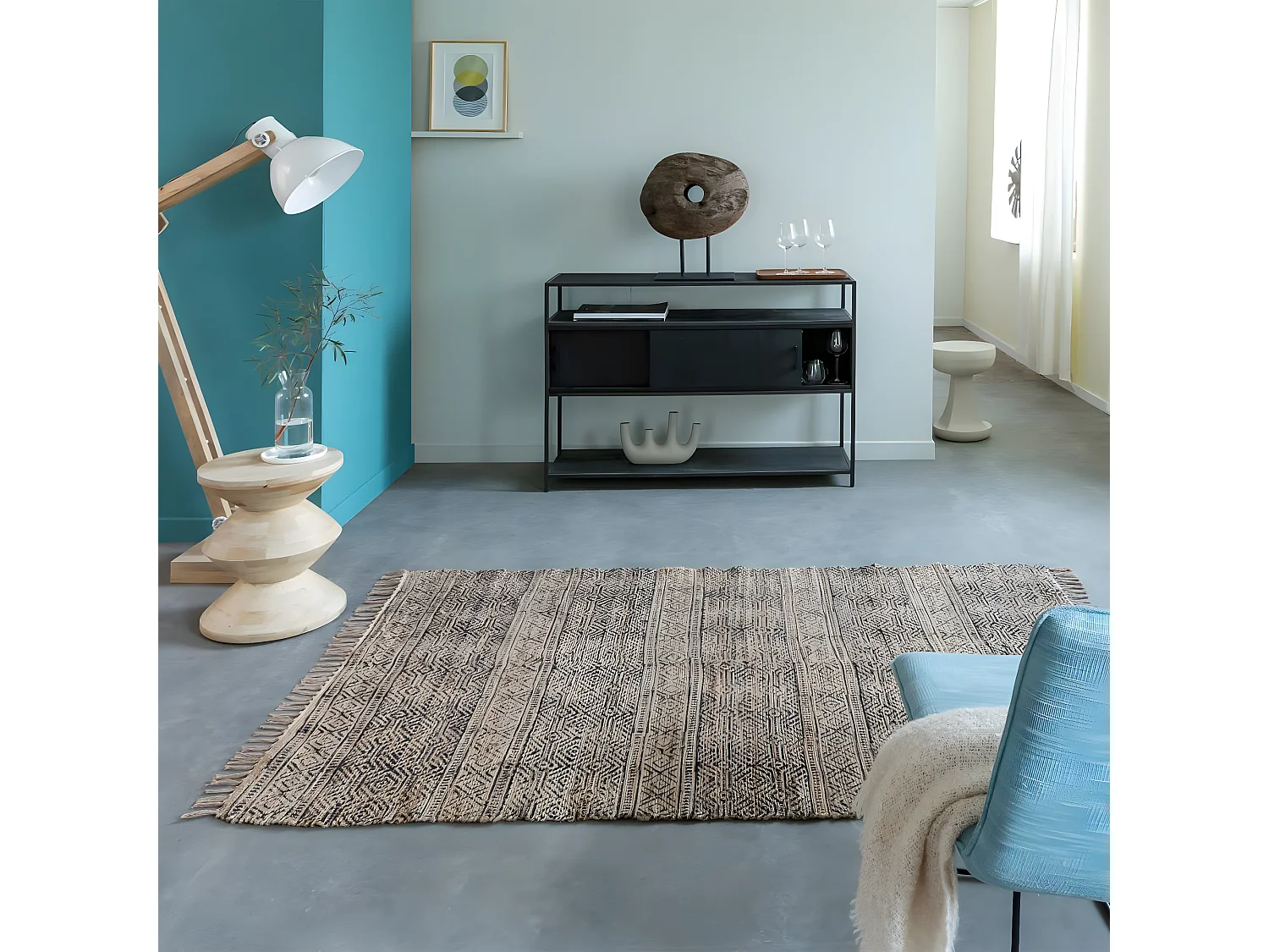 Tapis en jute et coton Antonia